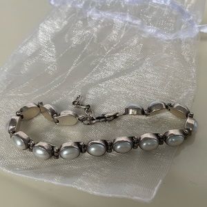 Sterling Silver Rudy Willie Pearl Link Bracelet